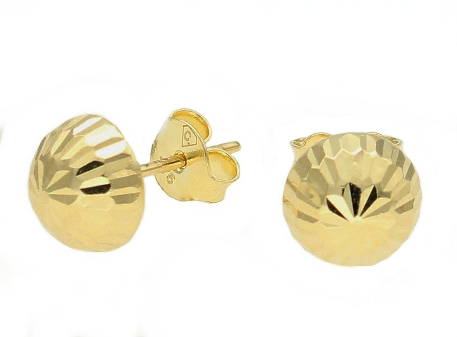 Złote kolczyki damskie 375 grawerowane wkrętki półkule KL 8830 375.jpg